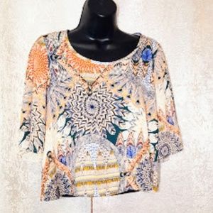 Bjewel Boho Crop Top Blouse sz S
